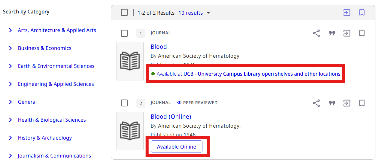 Searched journals