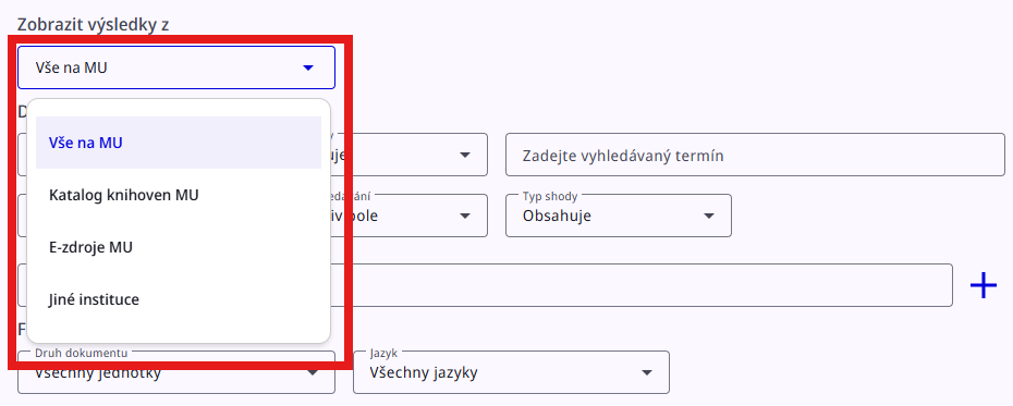 Pokročilé hledání - skupiny záznamů