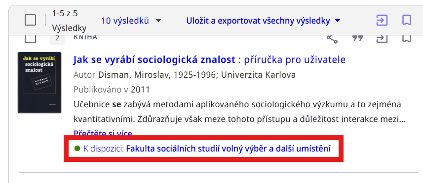 Zobrazení dostupnosti